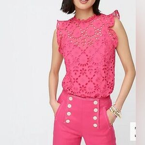 J.Crew Mockneck Eyelet Embroidered Top Womens Size XXS - NWT
